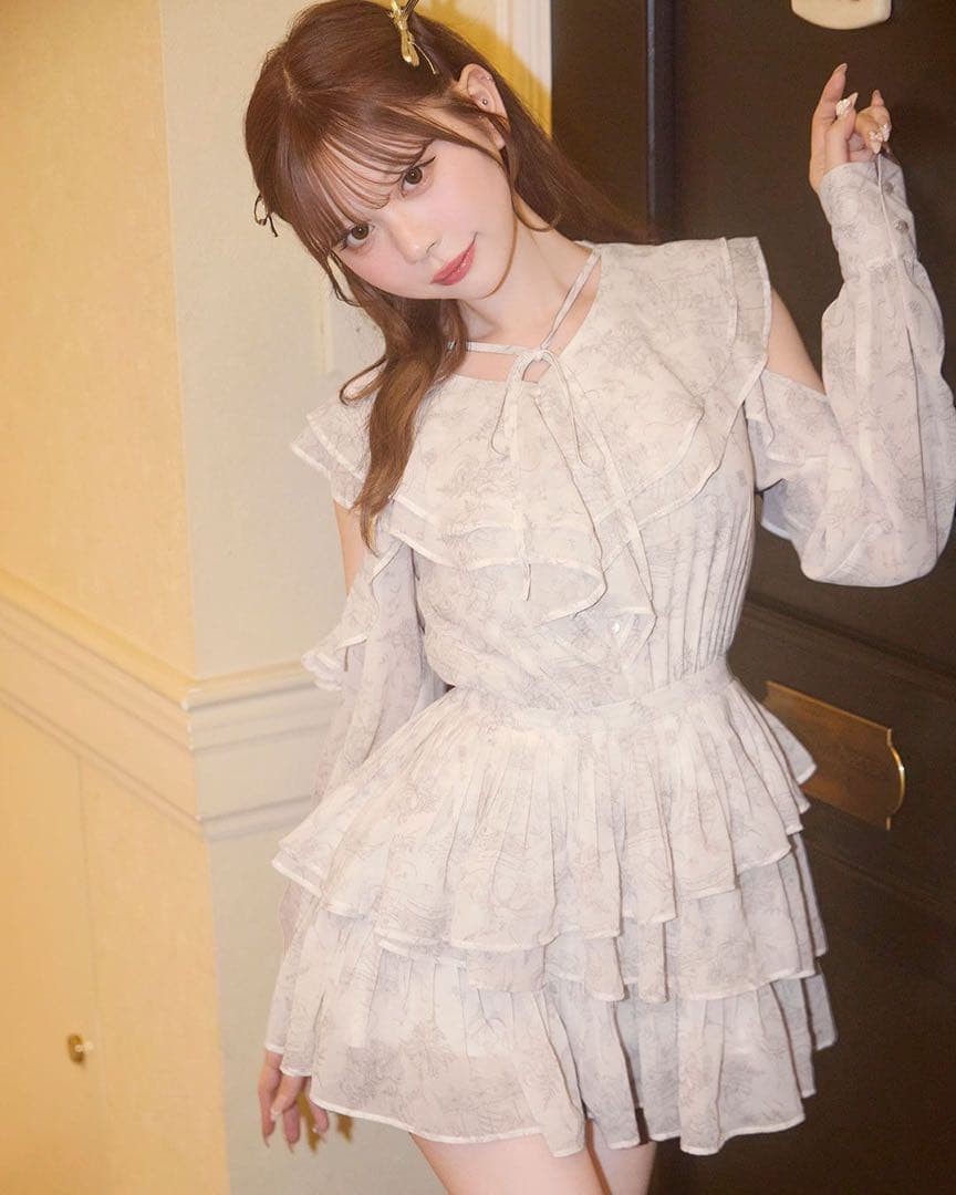 【11/7まで値下】michellMacaron ティアードフリルミニワンピース