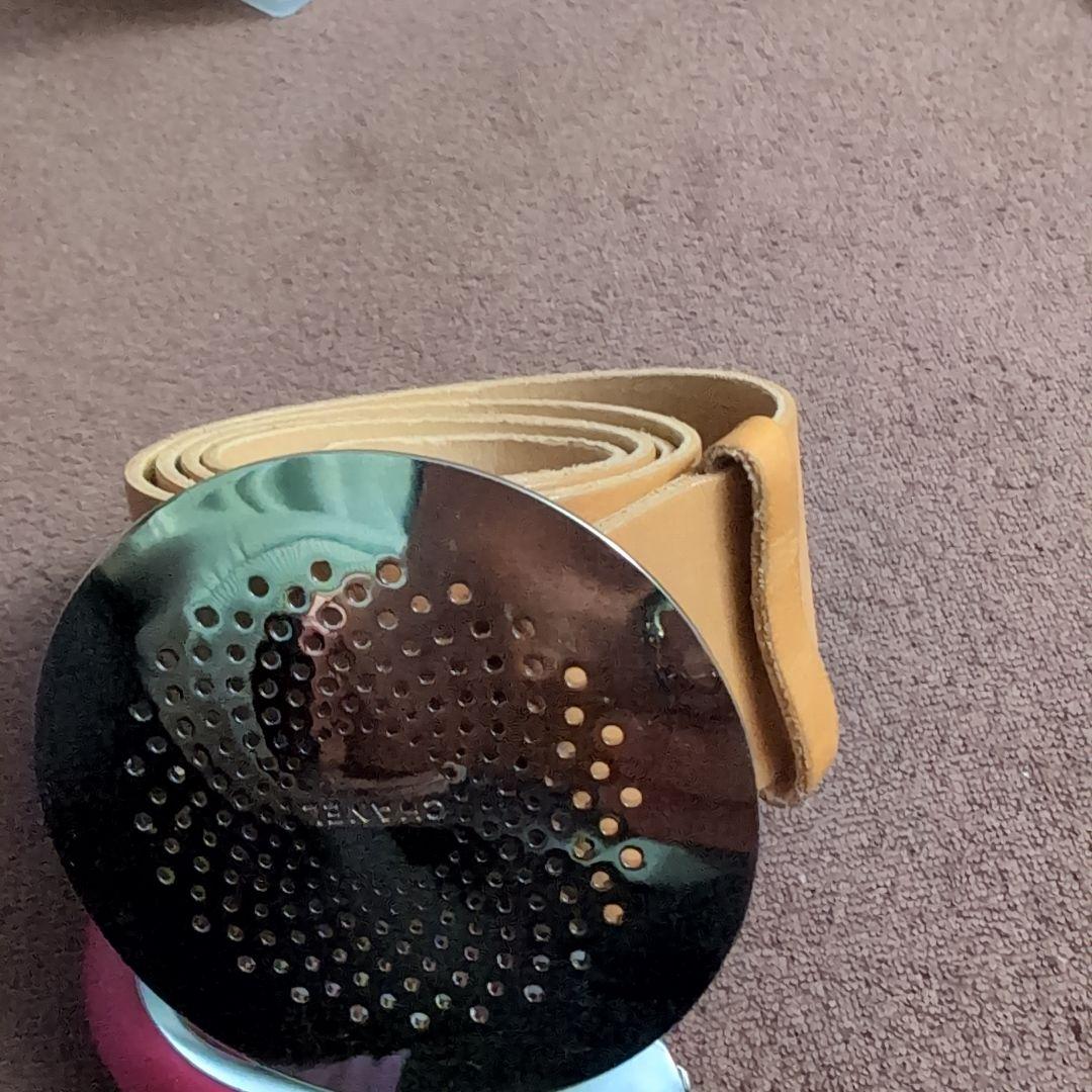 いち918様♡♡CHANEL ベージュ 円形バックル ベルト 幅約4.5cm