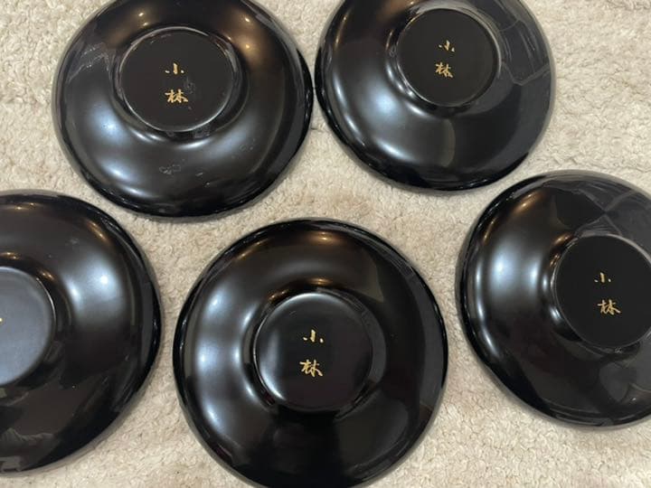 輪島塗 加藤正 極上本堅地 茶托 五客揃い箱入り未使用