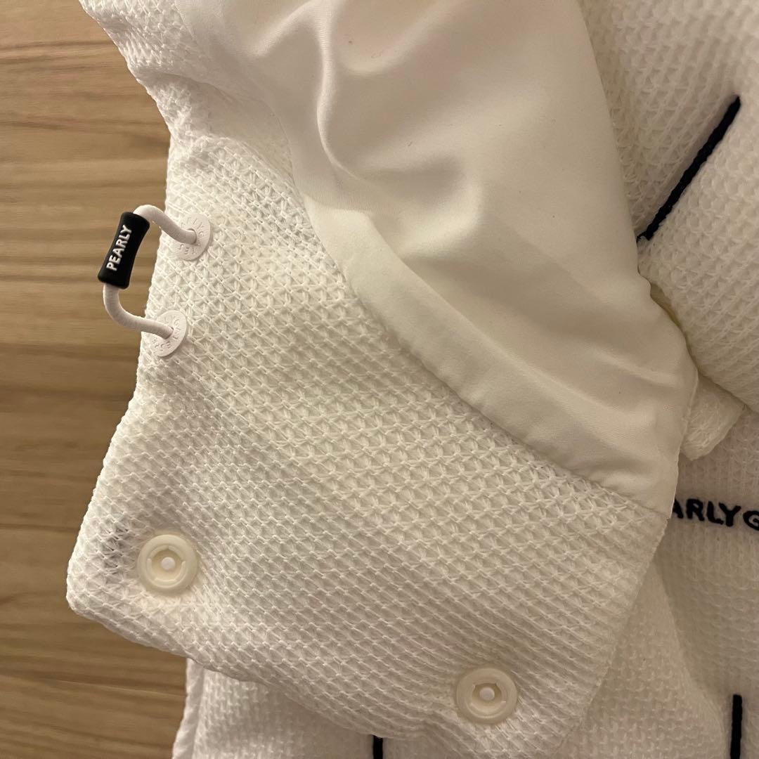 新品★42,900円 パーリーゲイツ ダウンベスト フード付き 白×紺ロゴ 1