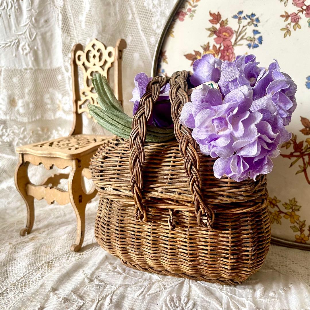 【訳あり】ドールパニエ　フランスアンティーク 人形用 ミニ プチ カゴ 籠 かご