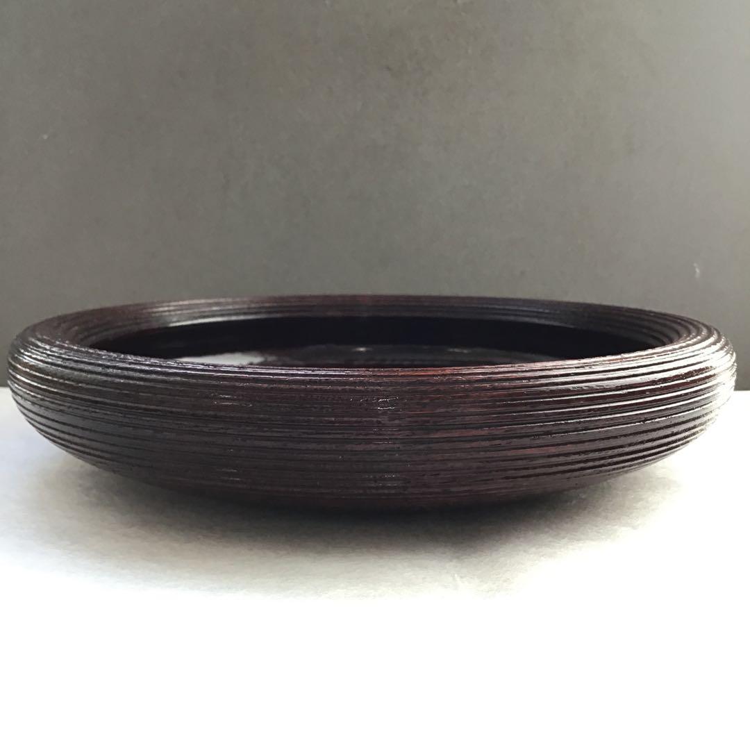 茶道具　樺溜塗糸目菓子器　塗師　堅地屋清兵衛作　堅清印　楽只斎好　共箱　S3KK