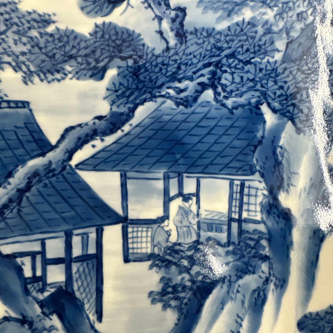 引き取り限定　神右衛門　染付山水絵　大皿　直径約93.5㎝東な7-1220☆2F