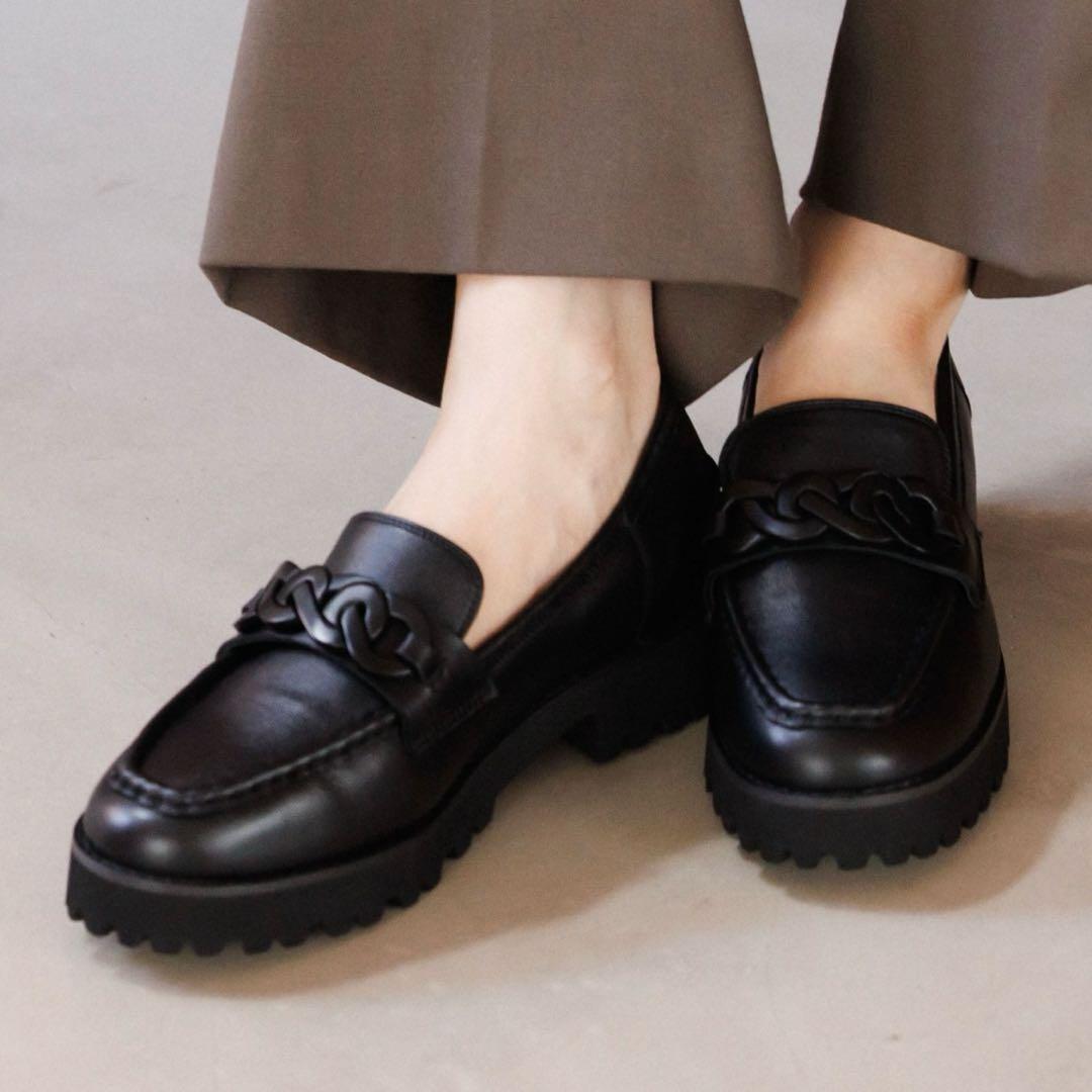 HIMIKO メタルモチーフトラックソールローファー　ブラック