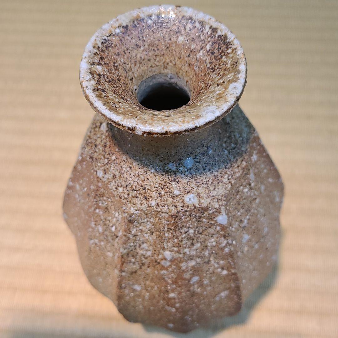 信楽焼 高橋美子作 面取花入 高さ6.5寸（約20cm） 共箱 本物保証