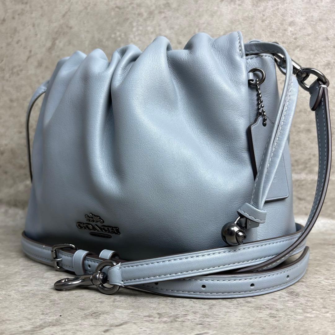 ✨未使用級✨ コーチ 2way ショルダーバッグ フェイ ドローストリング 水色