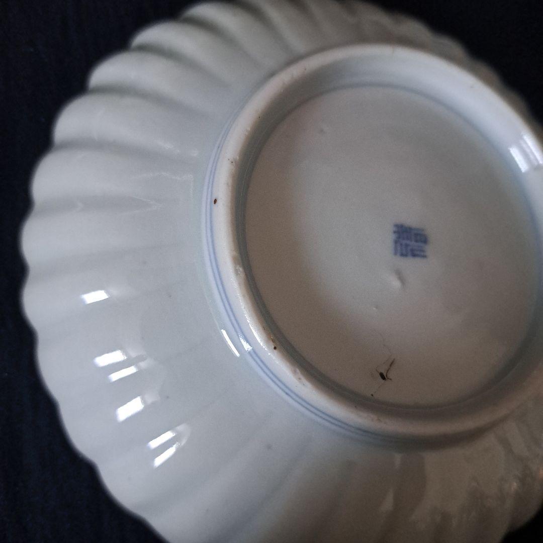 「モダンと素朴さ しのぎ造り！」古伊万里皿(直径13cm) 4客セット 骨董アン