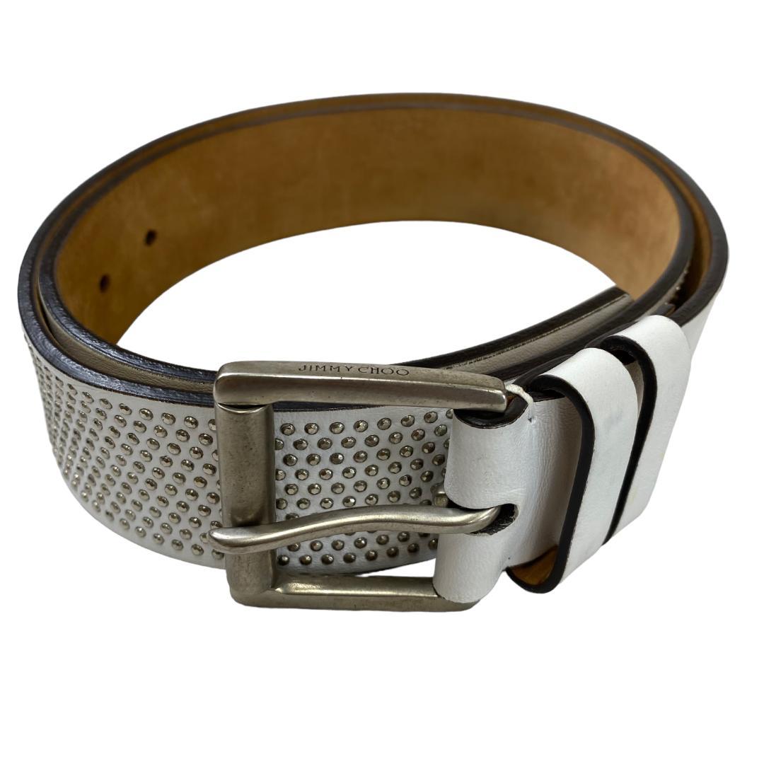 JIMMY CHOO ジミーチュウ ベルト スタッズ シルバー レザー ホワイト