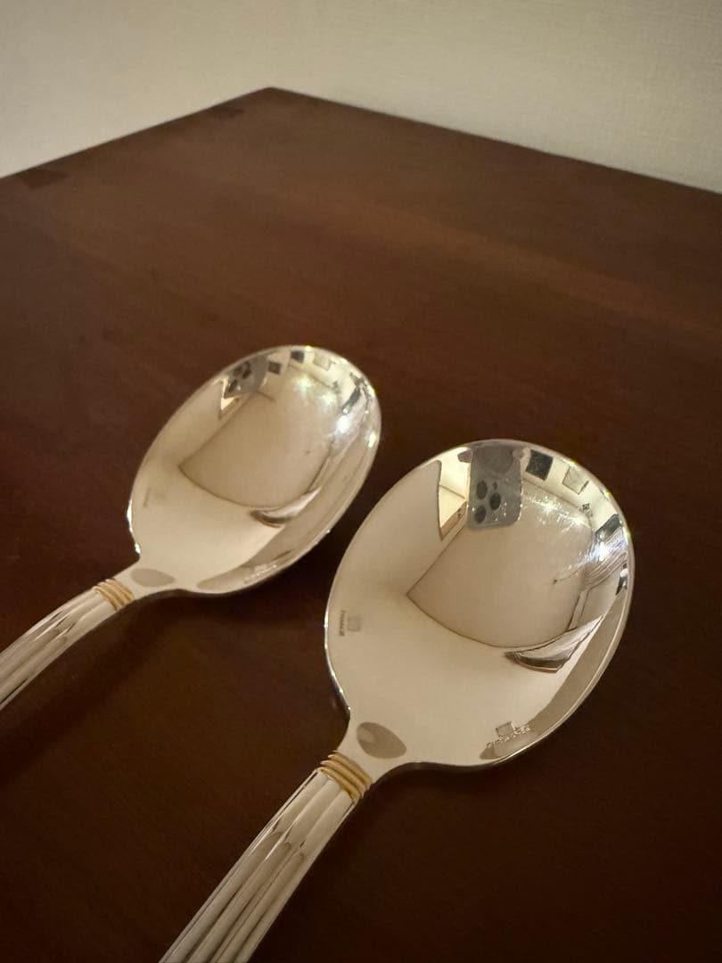 クリストフル　アリアゴールドリング　コンソメスプーン　2本