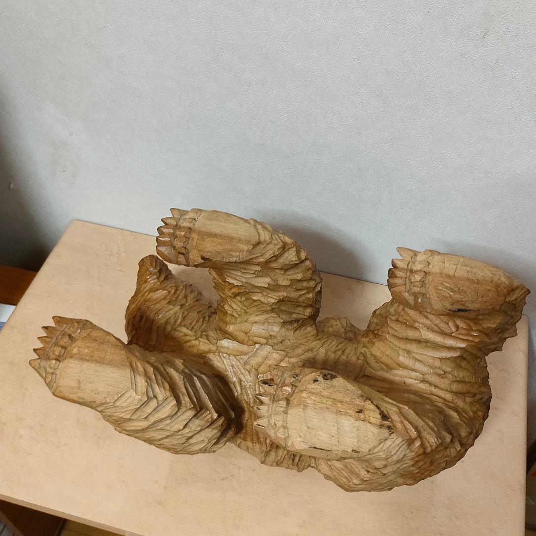 【お値引中】吠え熊 木彫熊 アイヌ民族彫刻家 川村エベレ作