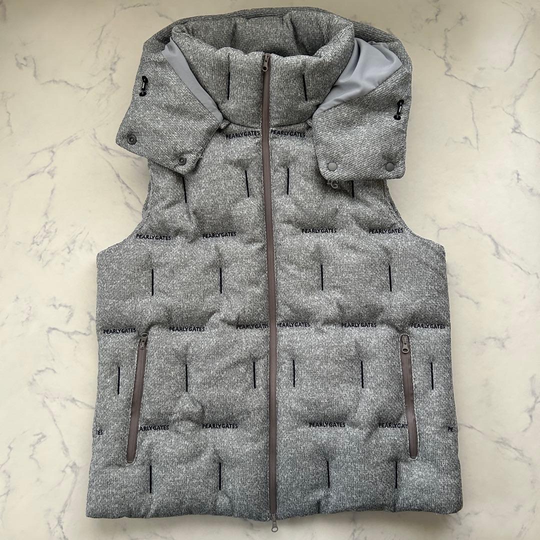 パーリーゲイツ 2023年モデル ダウンベスト 総柄 フード ロゴ サイズ5