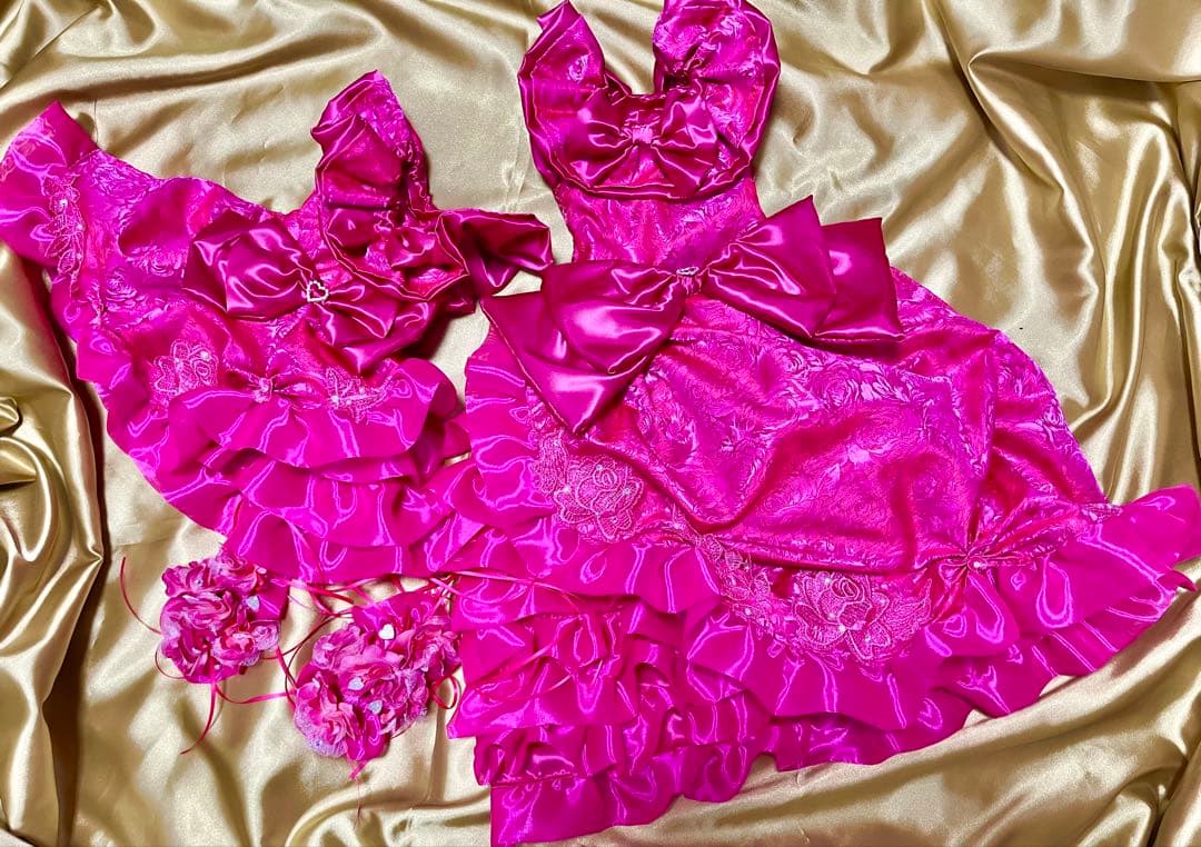 ⭐️Happy Rose⭐️　犬服　赤い薔薇ドレス２着➕ヘドレ2　ハンドメイド