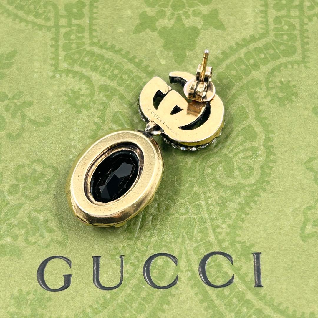 美品✨　グッチ　ピアス　マーモント ラインストーン クリスタル GG ゴールド
