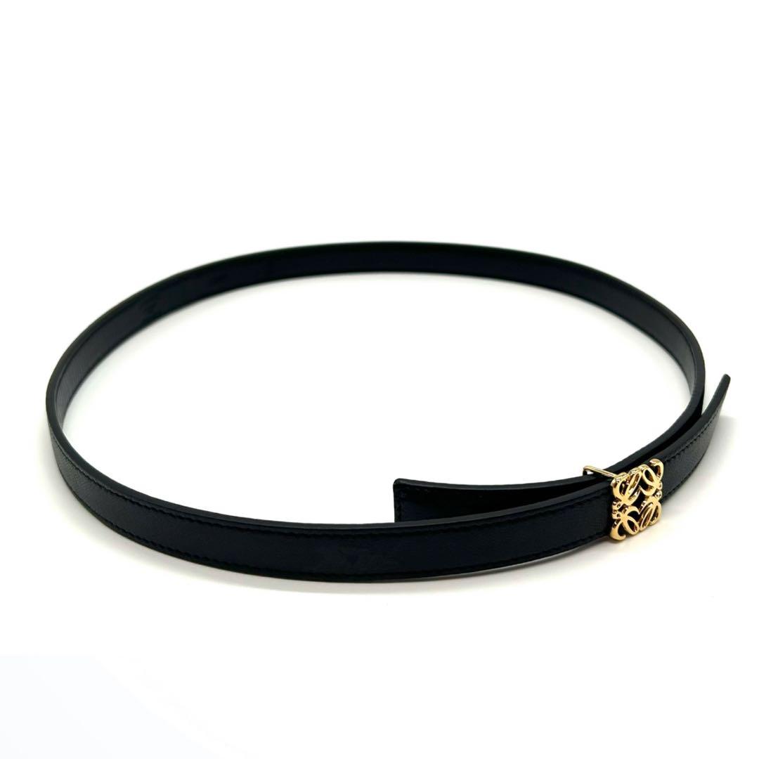 LOEWE ロエベ　アナグラム　ベルト　レザー　ブラック　ゴールド金具　70