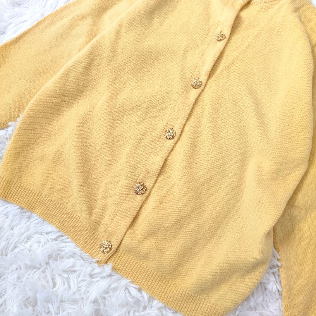 バランタイン カーディガン カシミヤ 100% 金ボタン スコットランド製 黄色