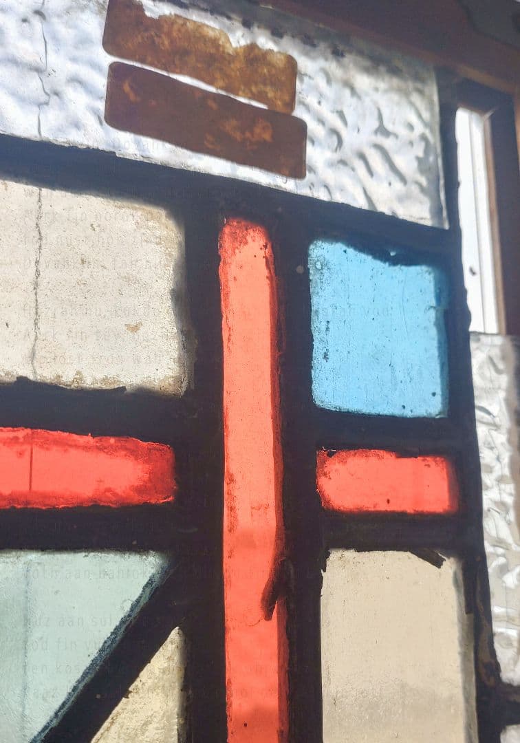 英国アンティーク／100年以上前のステンドグラス　窓枠　ドア