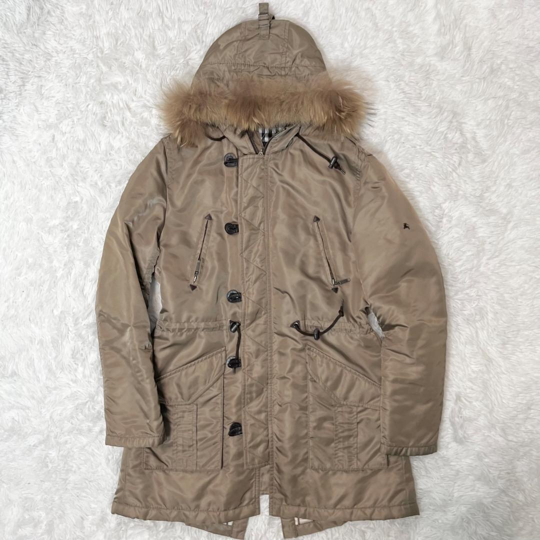 専用！！モッズコート バーバリーブラックレーベル ノバチェック タヌキファー L