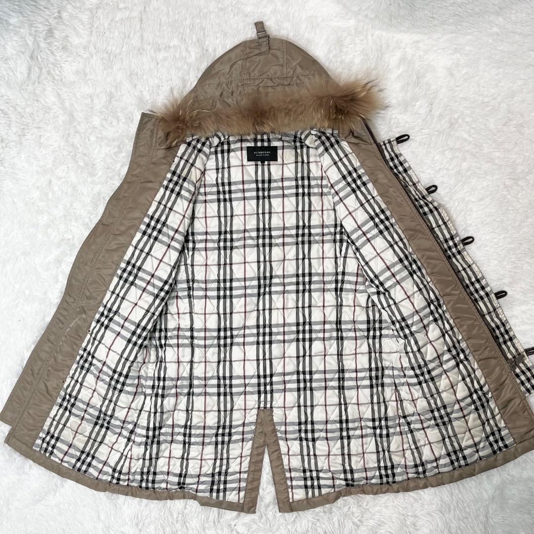 専用！！モッズコート バーバリーブラックレーベル ノバチェック タヌキファー L