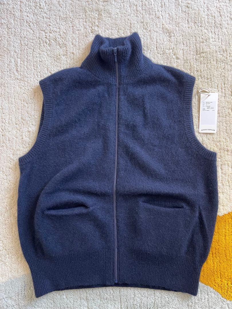 MAATEE&SONS CASHMERE 強圧縮 JIP VEST 4 Navy