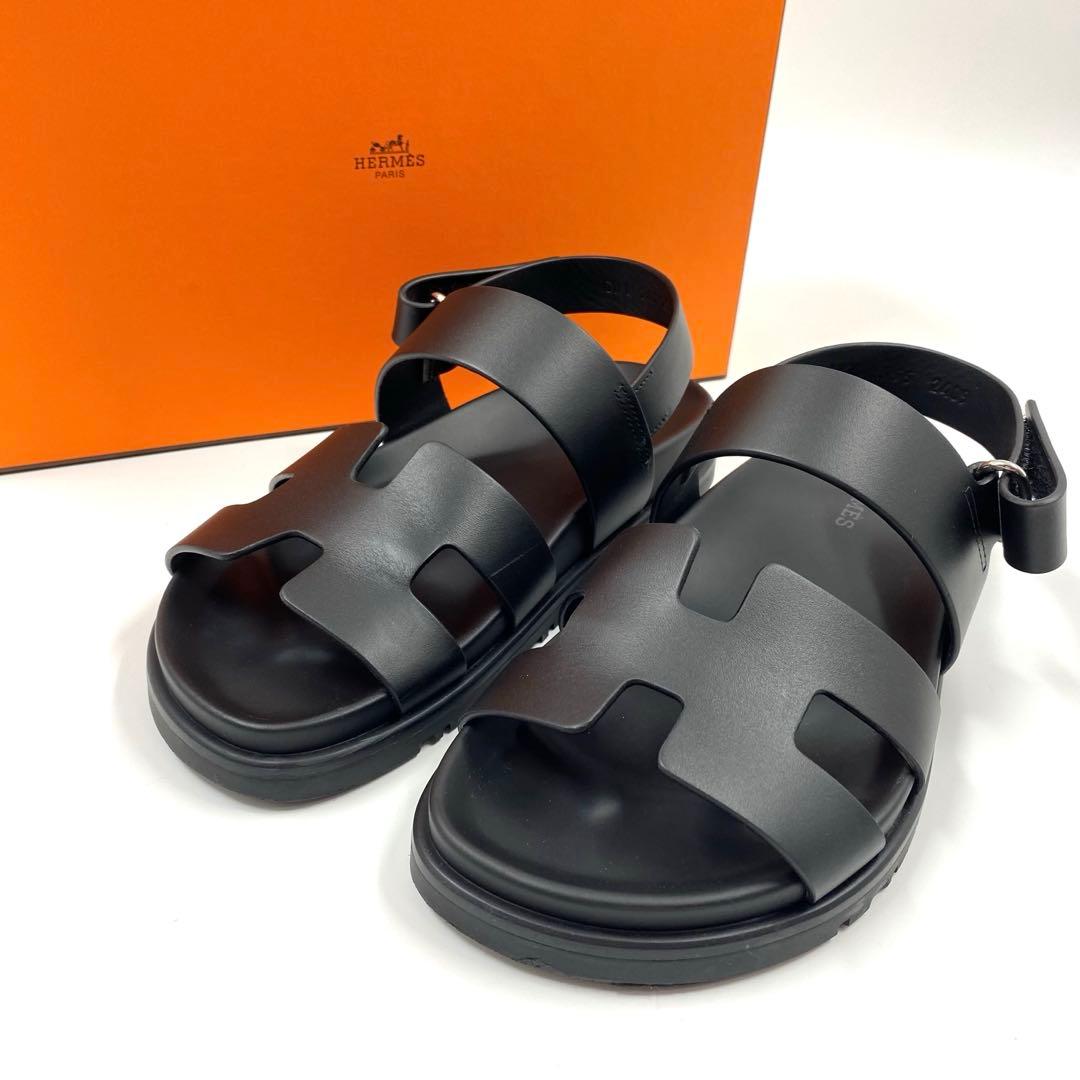 【極美品✨箱付き】HERMES エルメス　ジニアス　黒　サンダル　サイズ35.5