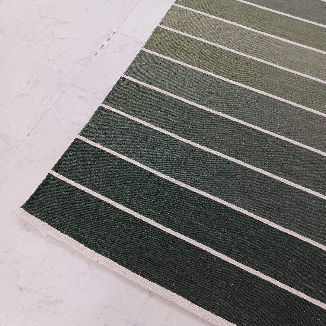 Y2579 インド製 ハリス ウール100% 手織り 平織ラグ 大判