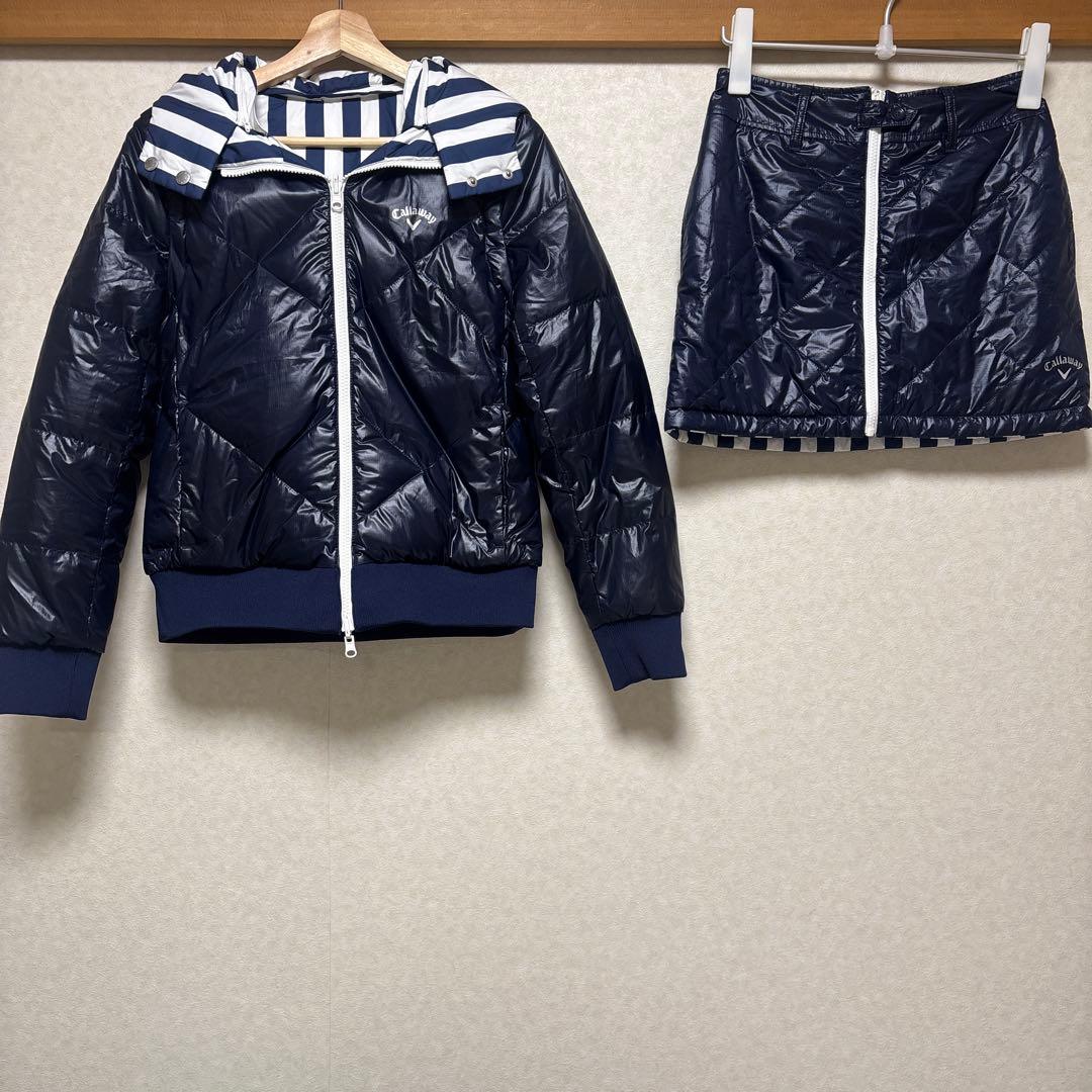 キャロウェイ　リバーシブルネイビー ダウンジャケットとスカートセット Mサイズ
