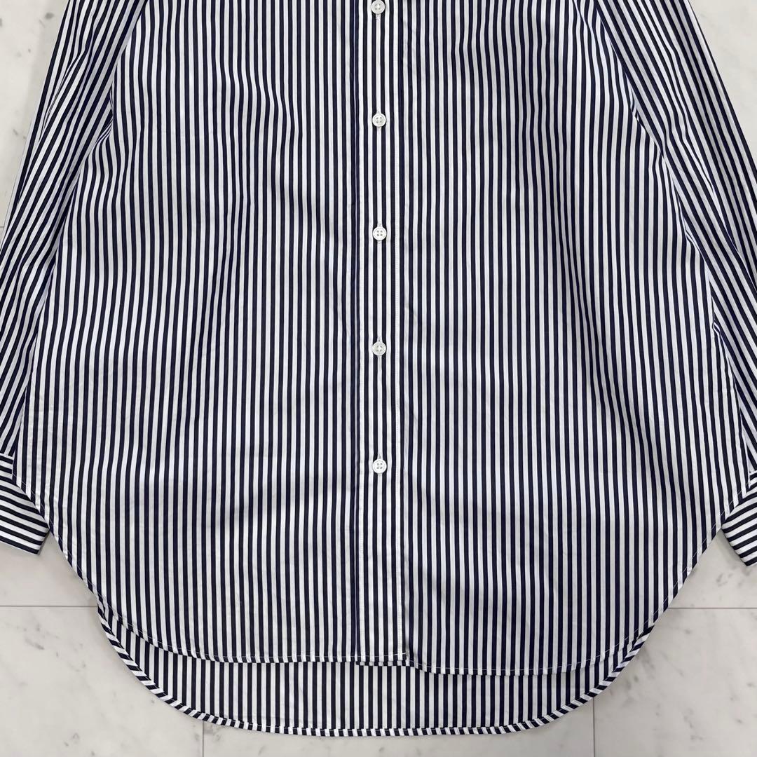 美品♪レサージュ　THOMAS MASONスタンドカラーシャツ　ネイビー　紺×白