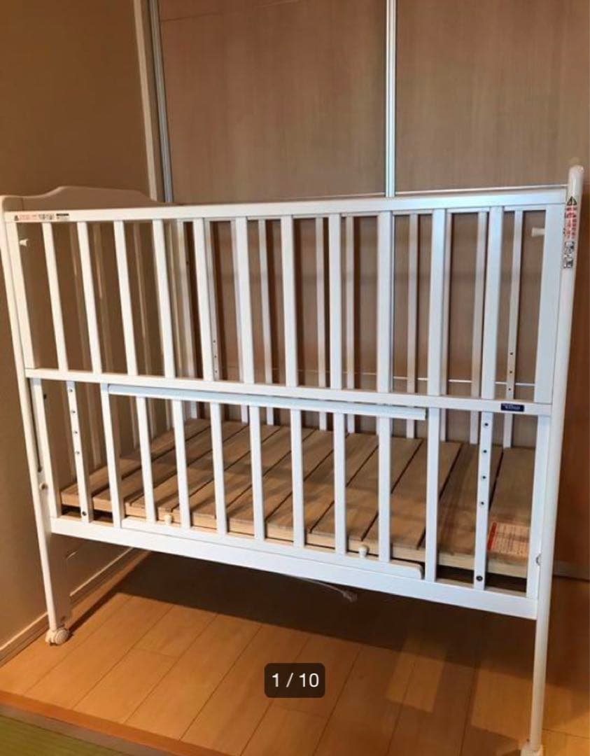 い*読様 カトージ KATOJI ベビーベッド　ホワイト　ハイシート