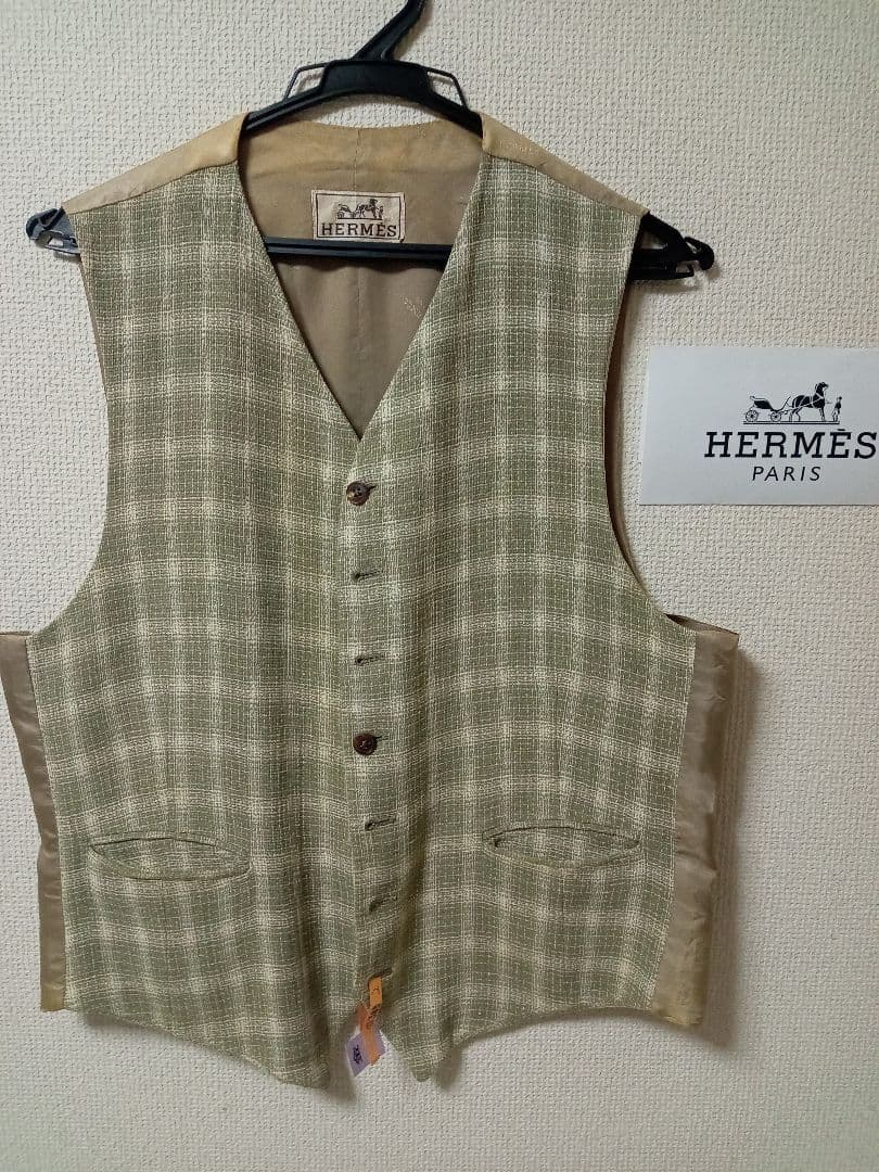 HERMES チェック柄ベスト