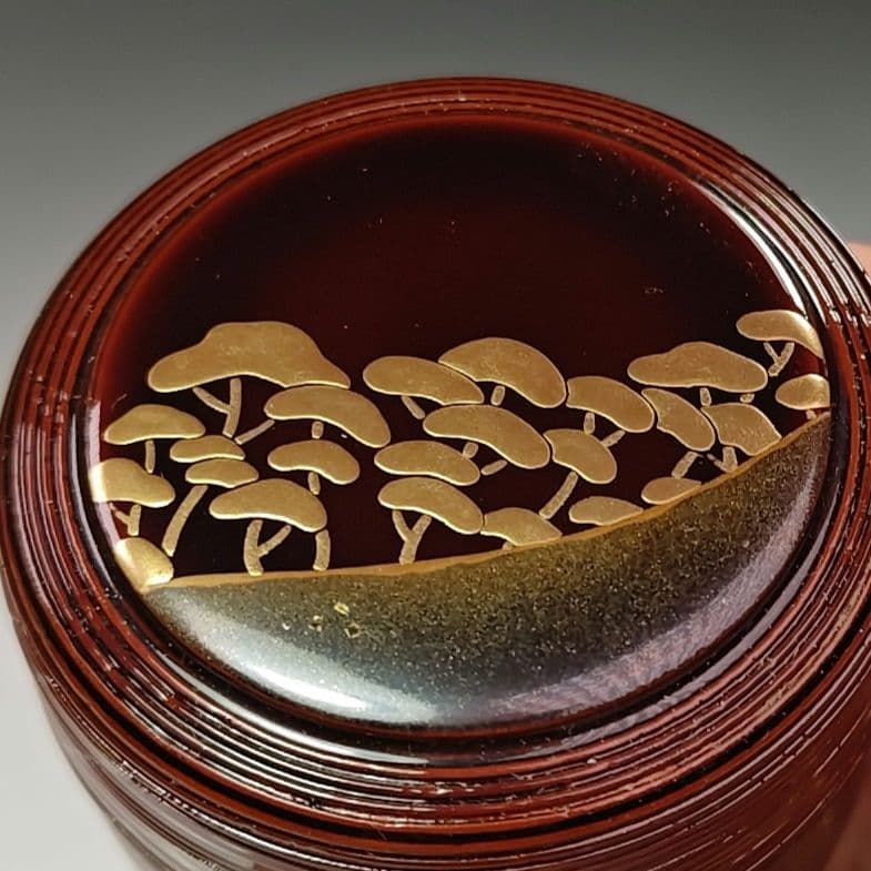 イ675 棗『多田桂寛作』『光琳松蒔絵　中棗 共箱』茶道具