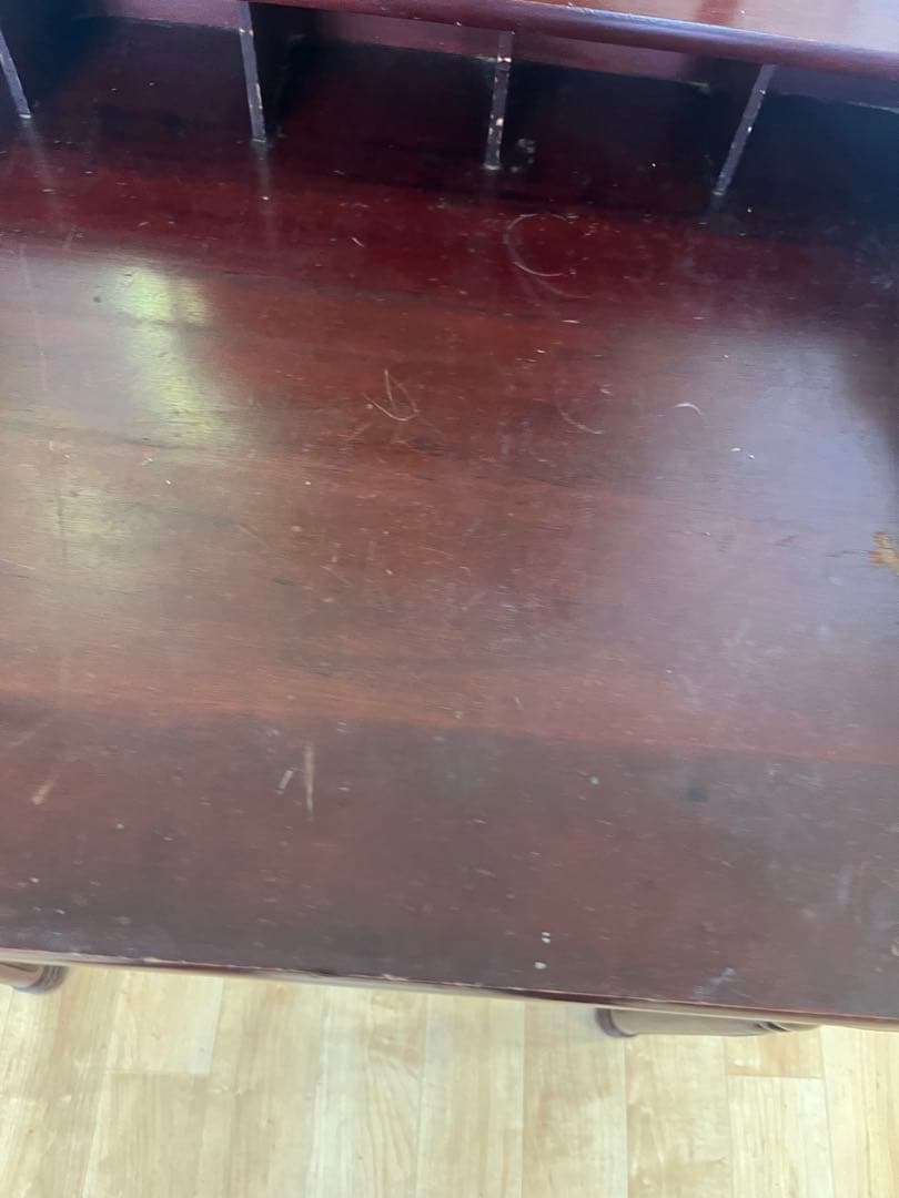 ヴィンテージ　ダークレッド 木製ドレッサー　鏡台　椅子なし　アンティーク