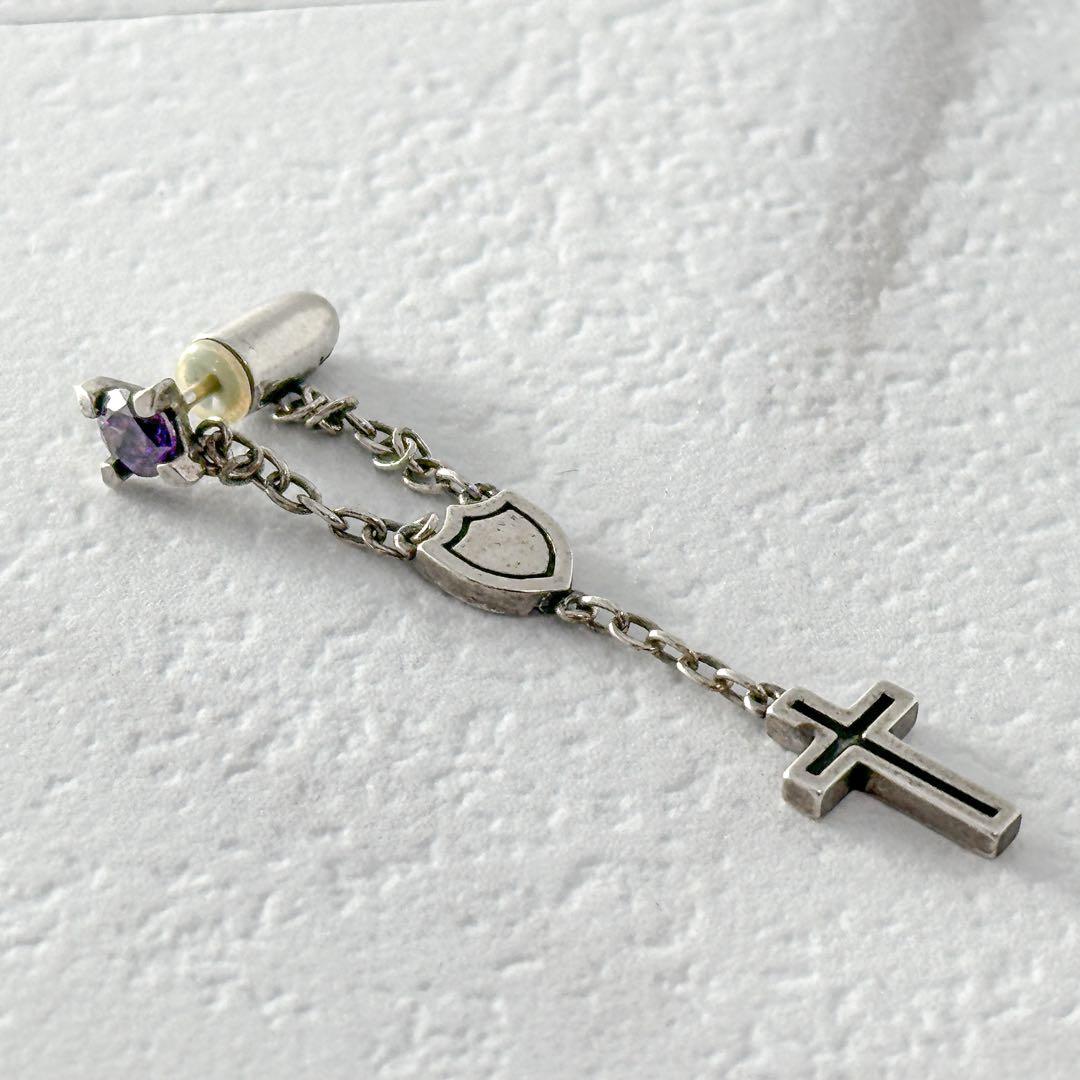 Justin　Davis　ドロップピアス　クロス　シールド　ポストK18