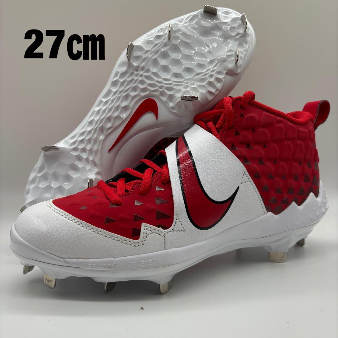 NIKE 野球　スパイク　金具　レッド 赤 27㎝ミドルカット 軽量