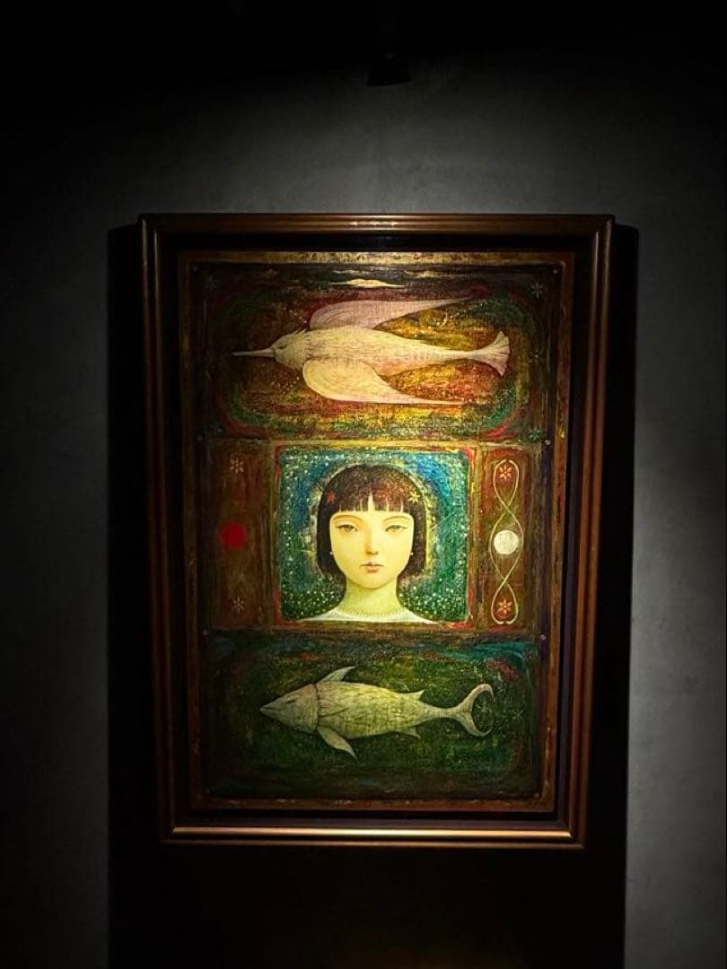 樺山祐和『鳥よ魚よ陽よ月よ人よ』 M 30号 肉筆油彩画