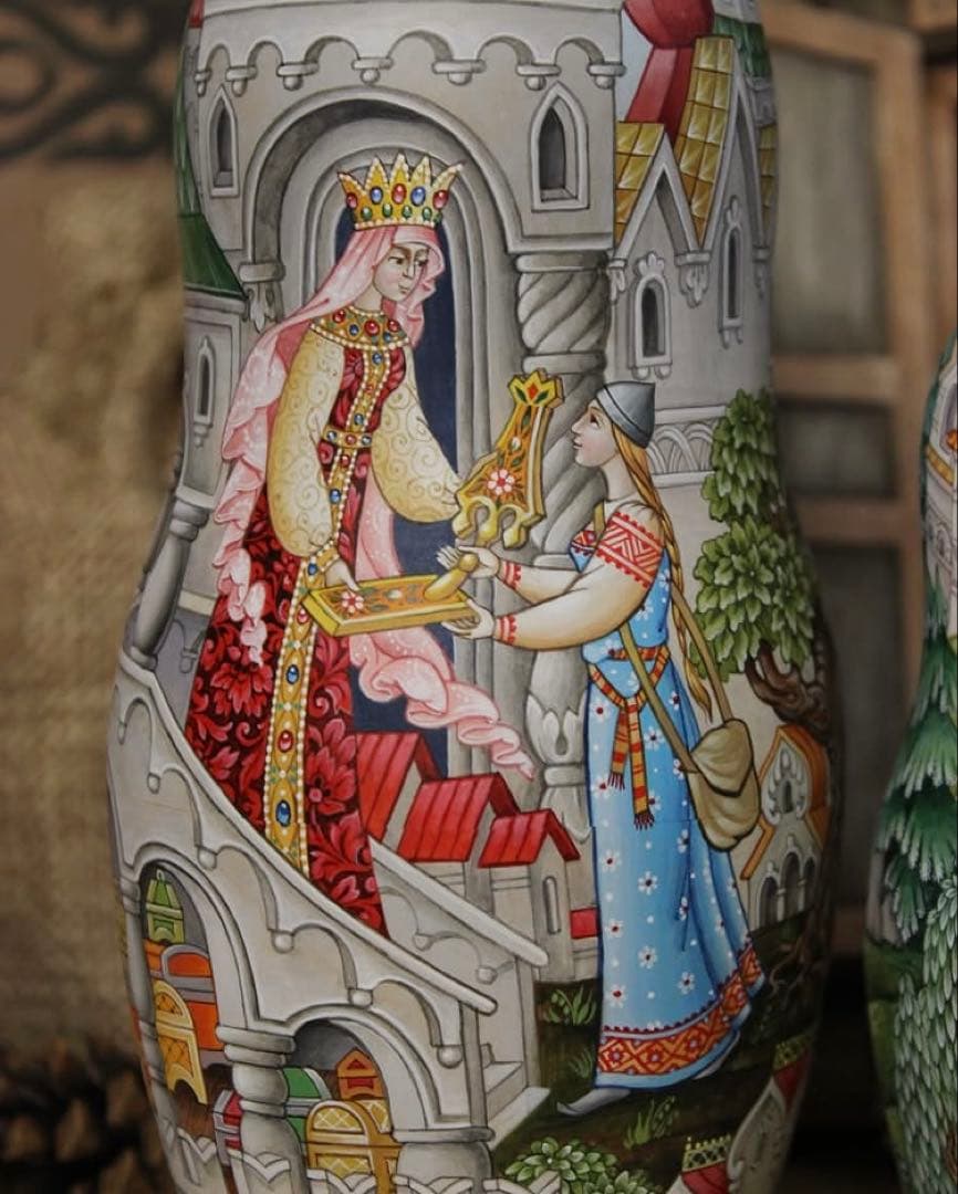 ロシア雑貨☆ロシア民話マトリョーシカ『鷹フィニストの羽根』(5P)オルガ作