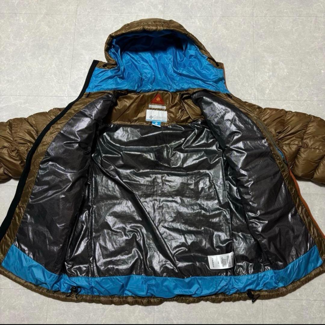 <希少> Columbiaダウンジャケット ブラウン ターコイズMサイズ
