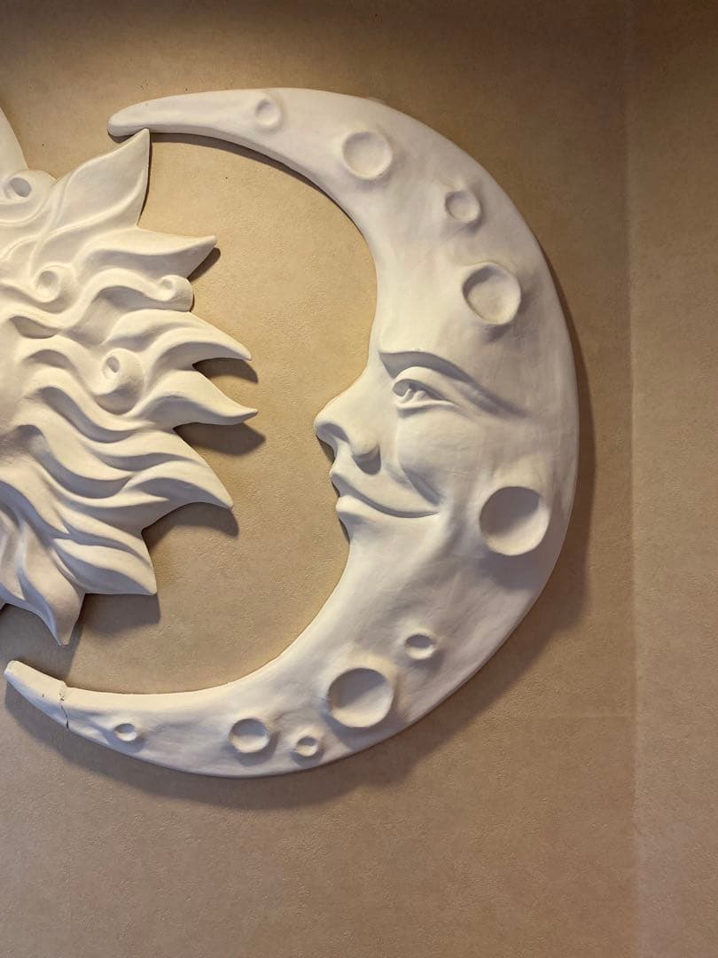 太陽と月の立体オブジェ ホワイト