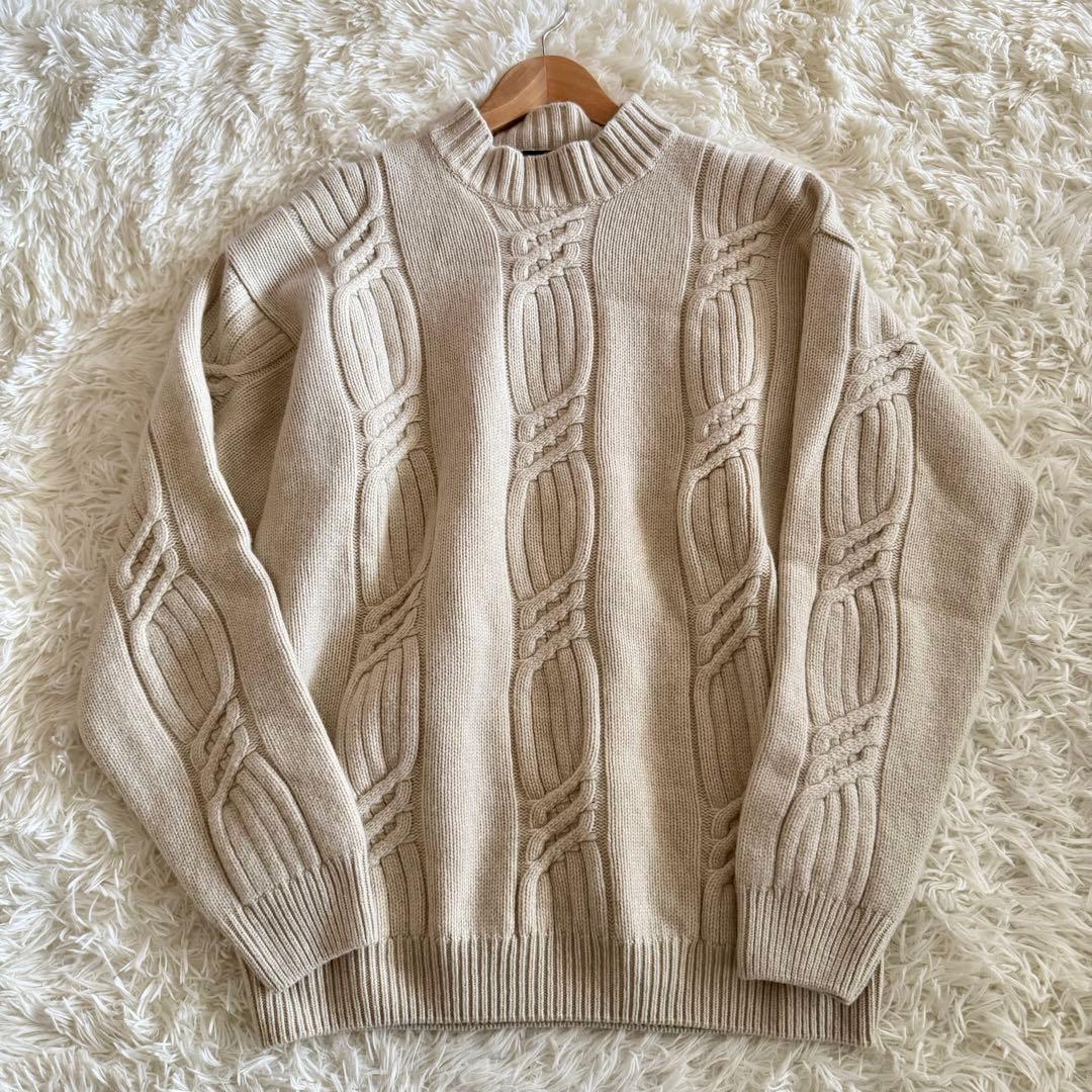 【極美品】【希少】ヴェルサーチ ケーブルニット　モックネック　アイボリー　L