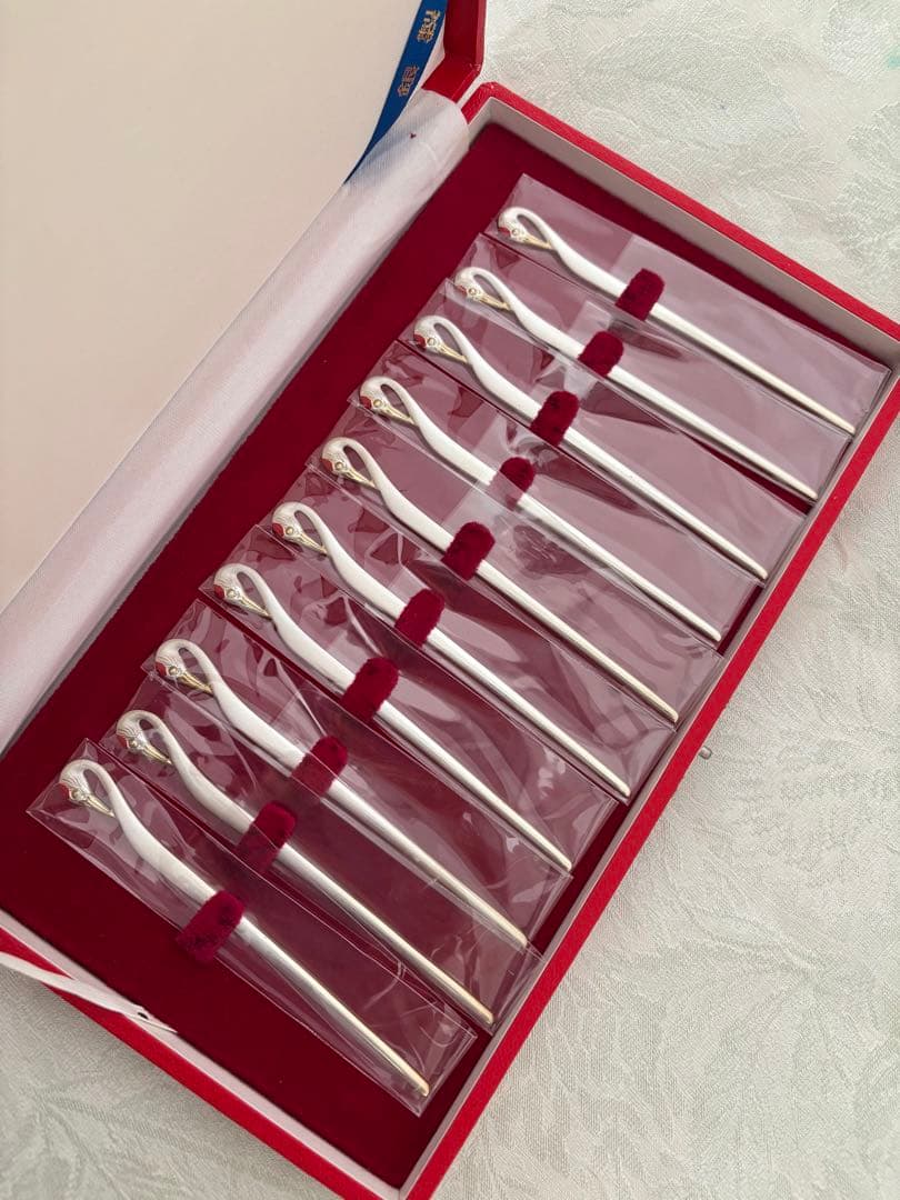 銀製　silver925 菓子切り　菓子楊枝　鶴　フルーツピック　10本