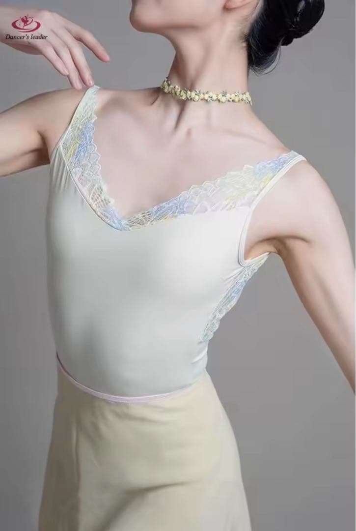 Dancer's leader レースレオタード バレエ ライムイエロー S