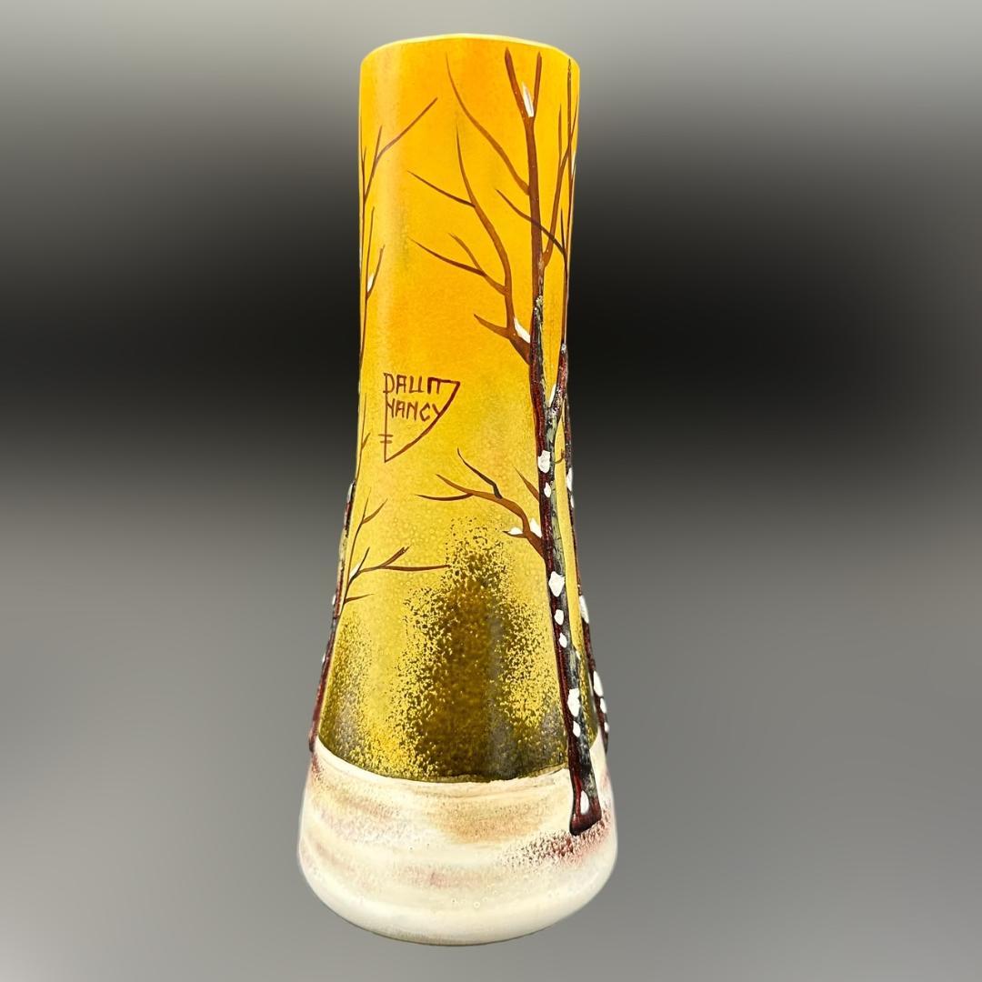 ドームナンシー 筒型　花瓶　高さ19cm 被せガラス　アンテルカレール　幹立体