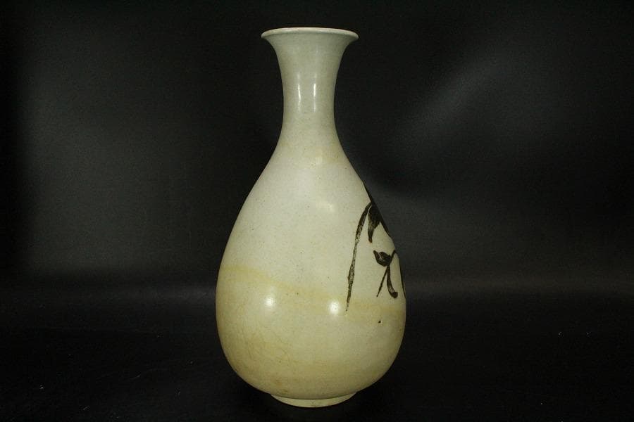 李朝 鉄絵 秋草紋 瓶 高30cm(ZE554)