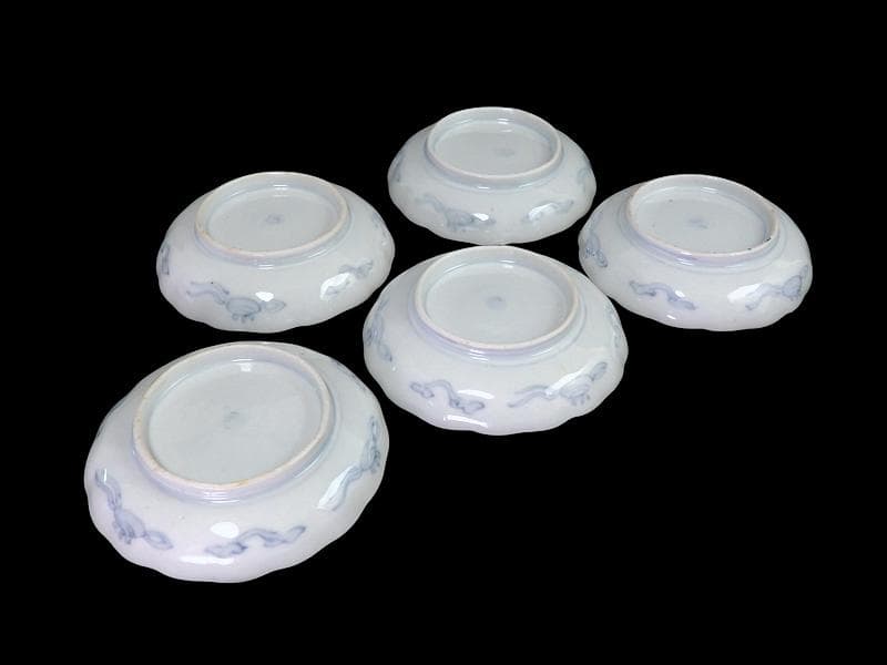 古伊万里　色絵　窓絵 獅子に花の図　４寸皿　５枚　C205AS-CVw