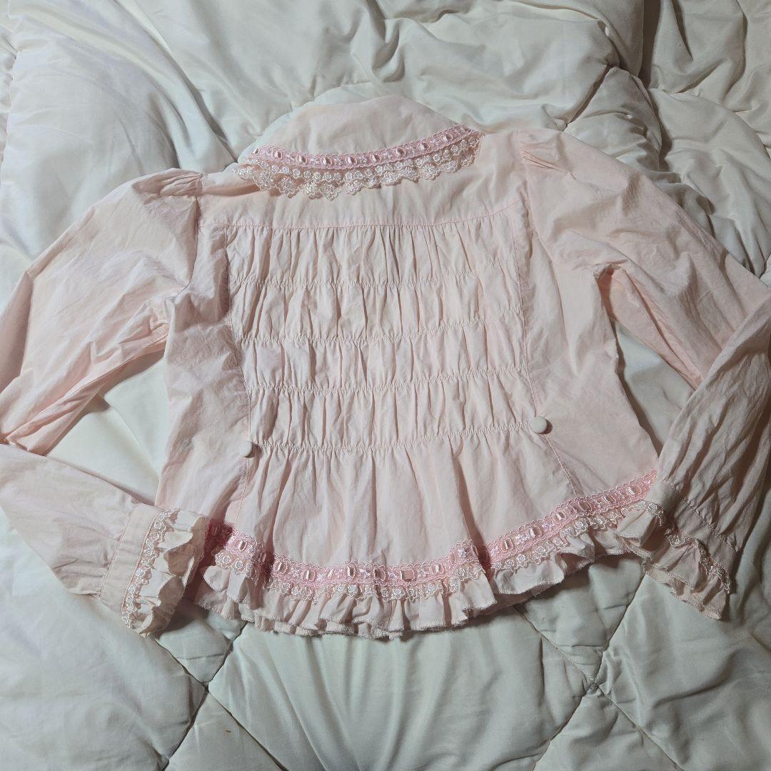 メタモルフォーゼ 丸襟ピンクレース ブラウス