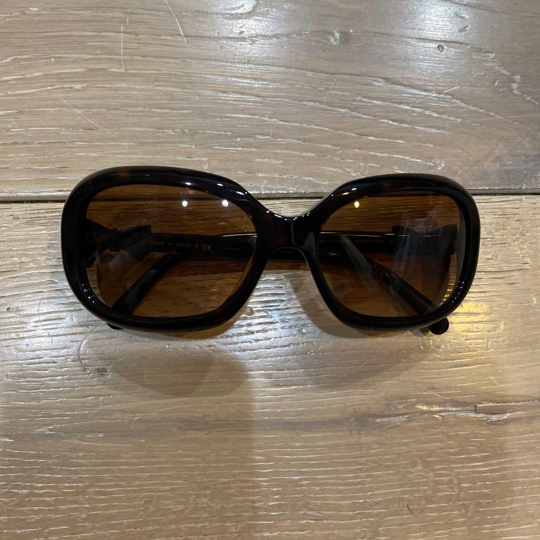 CHANEL シャネル　サングラス ブラウン　べっこう　リボン　美品