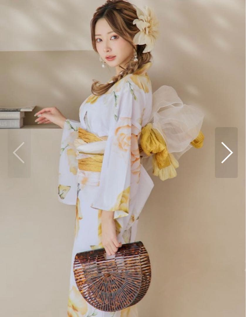 アンニュイイエローフラワー浴衣【浴衣2点セット 浴衣/带】