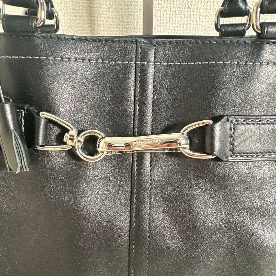 coach ビジネスバッグ ジャッキー レザー ブラック ハンドバッグ 金具