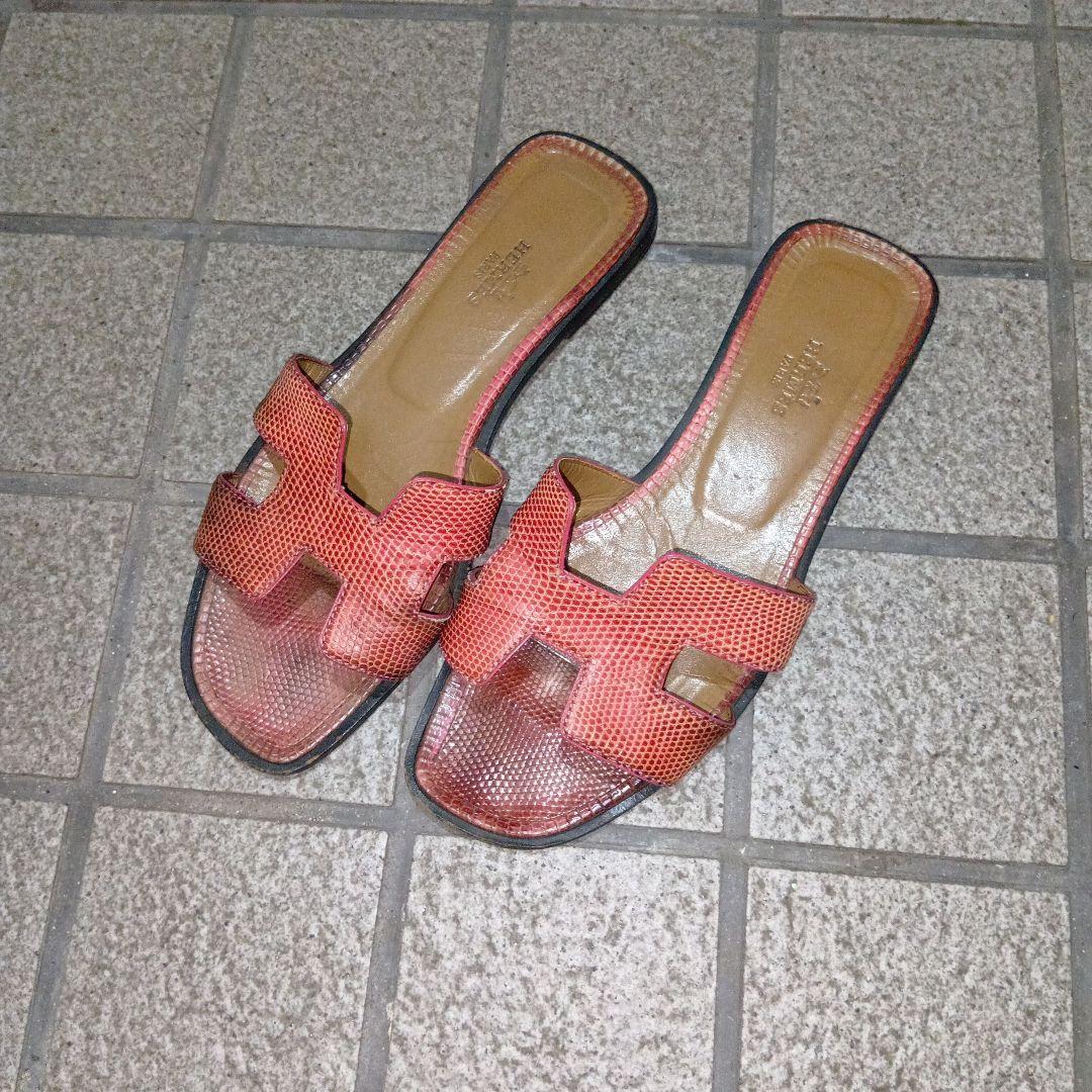 HERMES　エルメス　オラン　リザード　サンダル