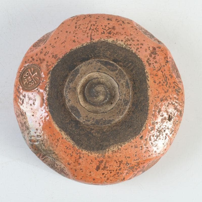 茶道具　芳幽軒　加藤石春作　赤楽茶碗　共布共箱　V　9429