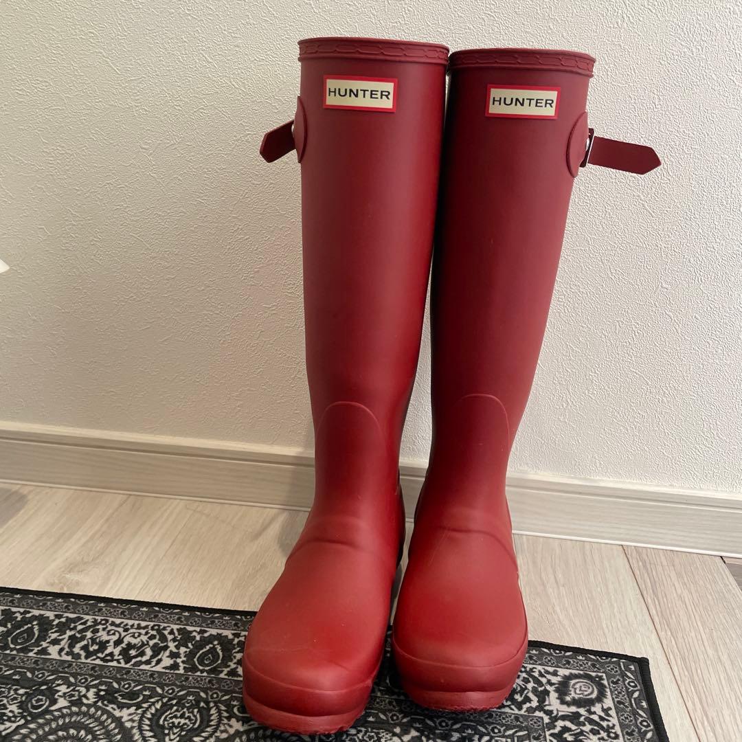 HUNTER レッド ロングブーツ　長靴　レインブーツ